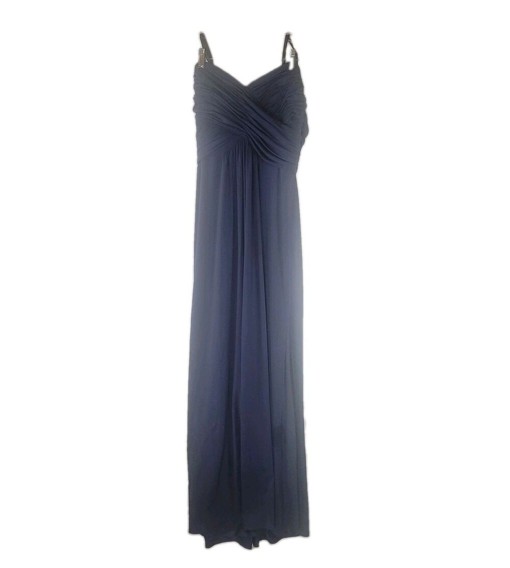 Dessy Strapless Ruched Long Gown Formal Dress Amethyst Purple Blue Size 10L Tall